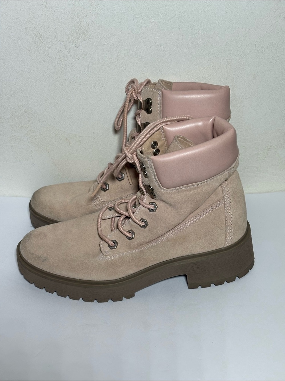 Timberland Blush Pink Suede Lace-Up Ankle Boots